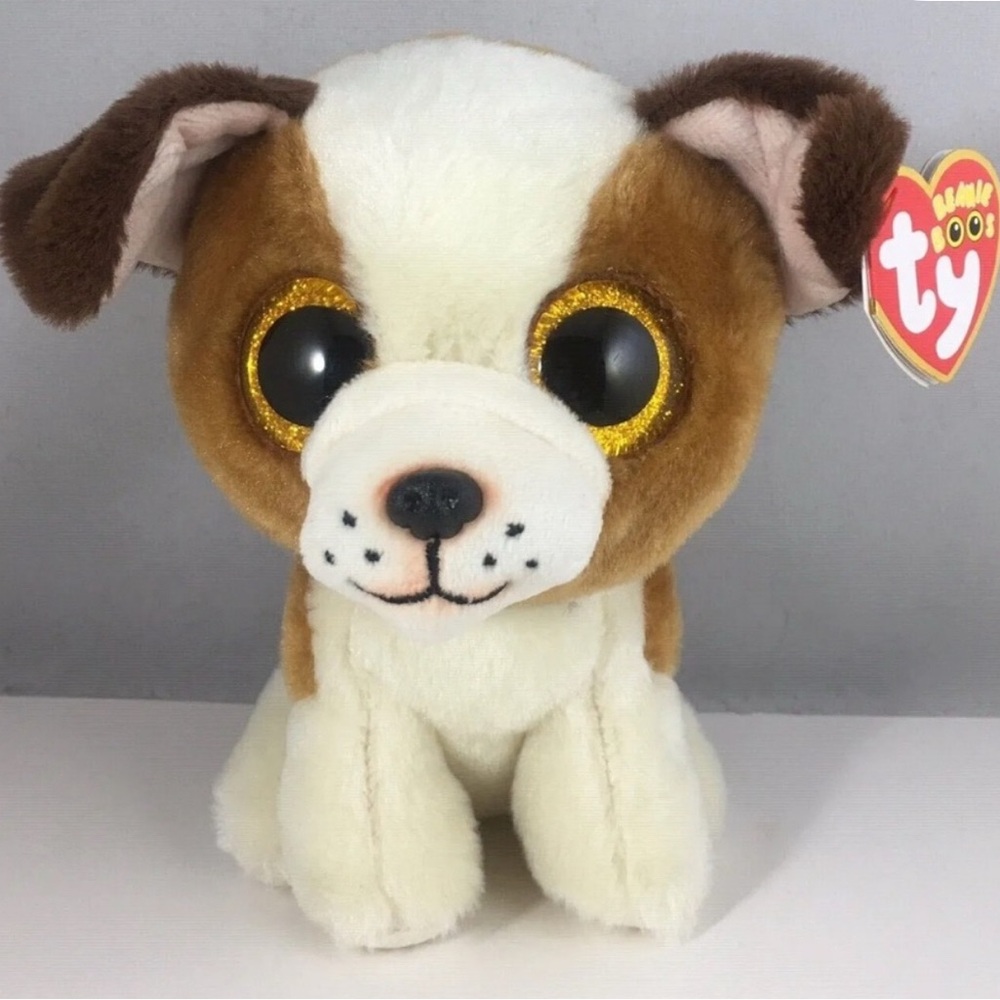 Ty “Hugo”Beanie Boos Dog Plush - Brown, White, and Gold